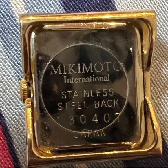 Vintage MIKIMOTO 5P Pearl Double Tour Wrap Bracelet Watch Black Leather Band - Picture 10 of 11